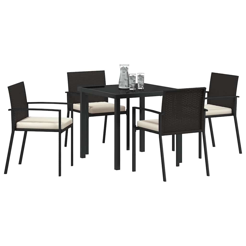 Garten Essgruppe 5 pcs Schwarz Poly Rattan