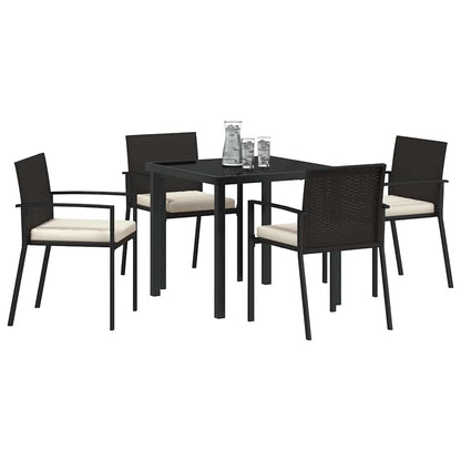 Garten Essgruppe 5 pcs Schwarz Poly Rattan