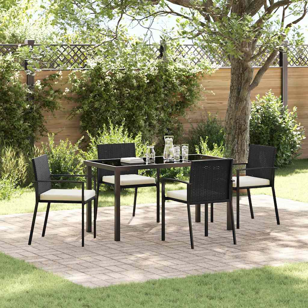 Garten Essgruppe 5 pcs Schwarz Poly Rattan