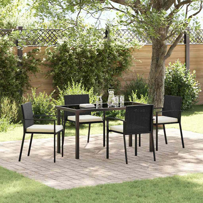 Garten Essgruppe 5 pcs Schwarz Poly Rattan