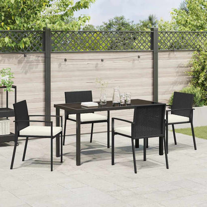 Garten Essgruppe 5 pcs Schwarz Poly Rattan
