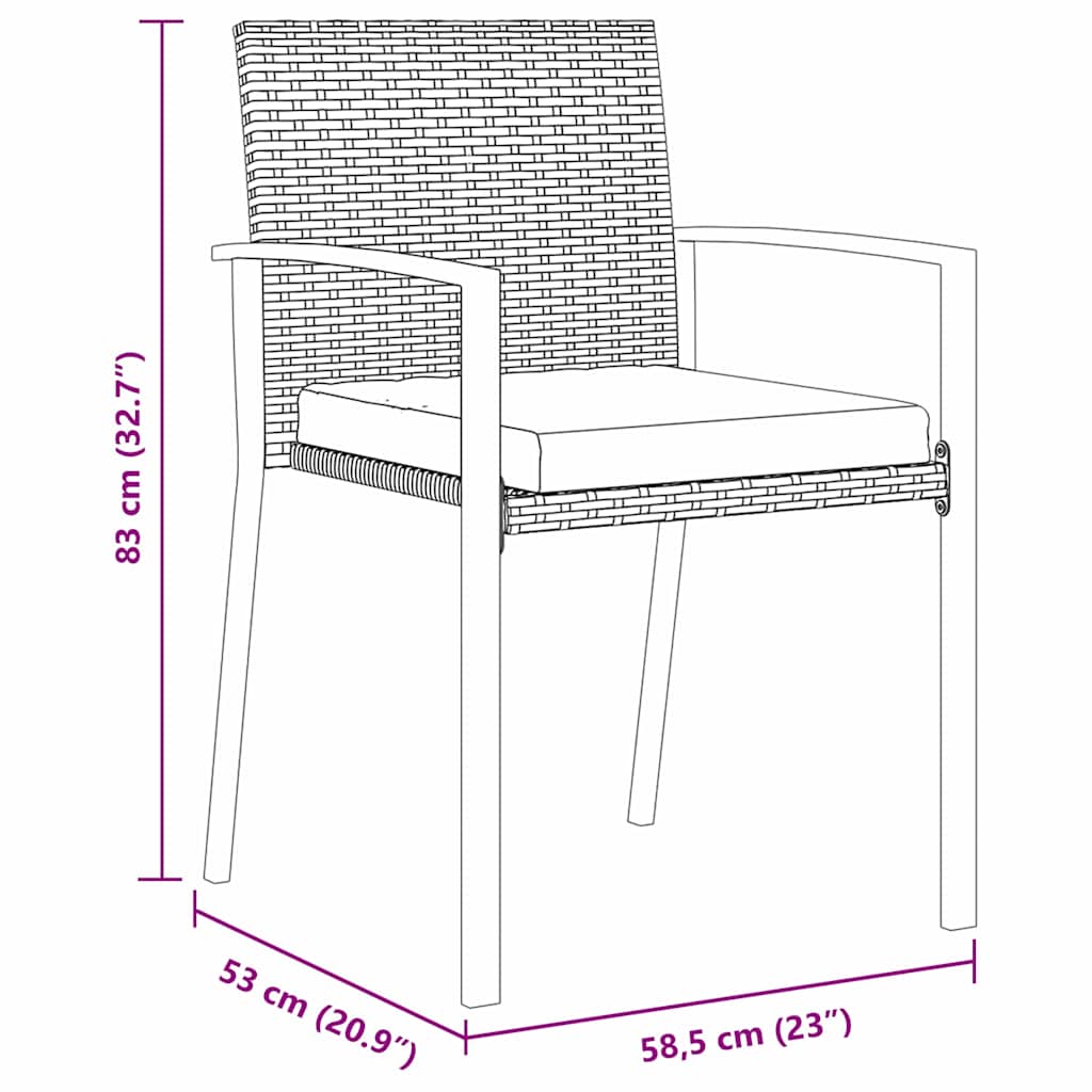 Garten Essgruppe 5 pcs Schwarz Poly Rattan