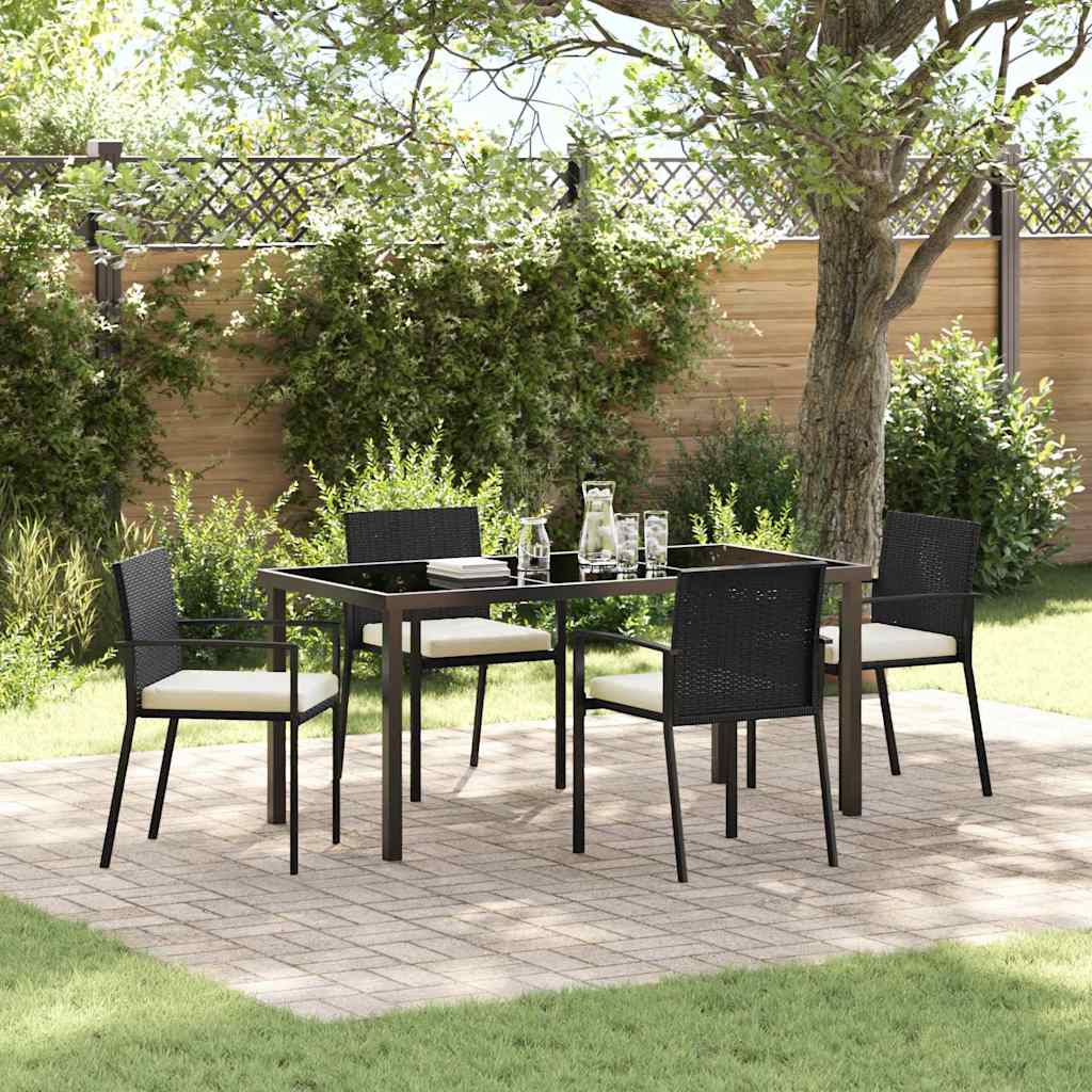 Garten Essgruppe 5 pcs Schwarz Poly Rattan