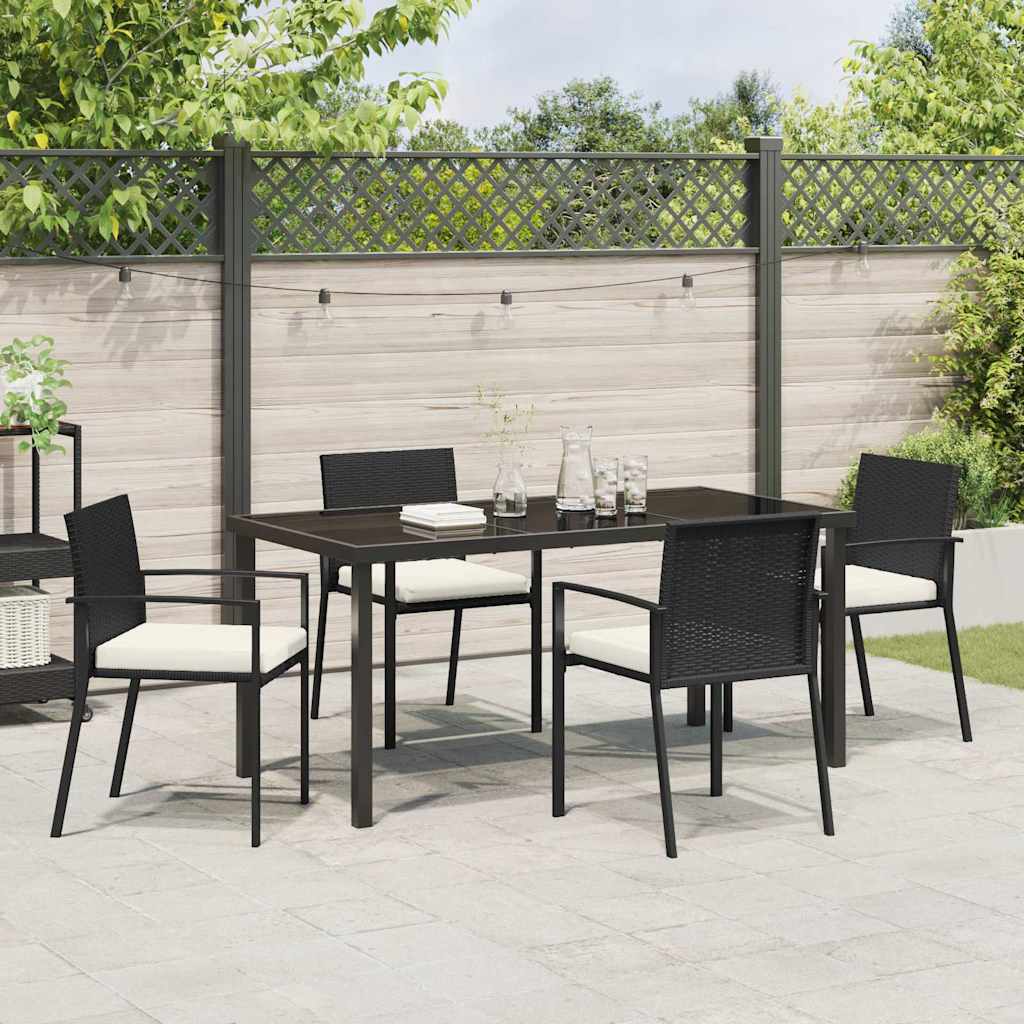 Garten Essgruppe 5 pcs Schwarz Poly Rattan