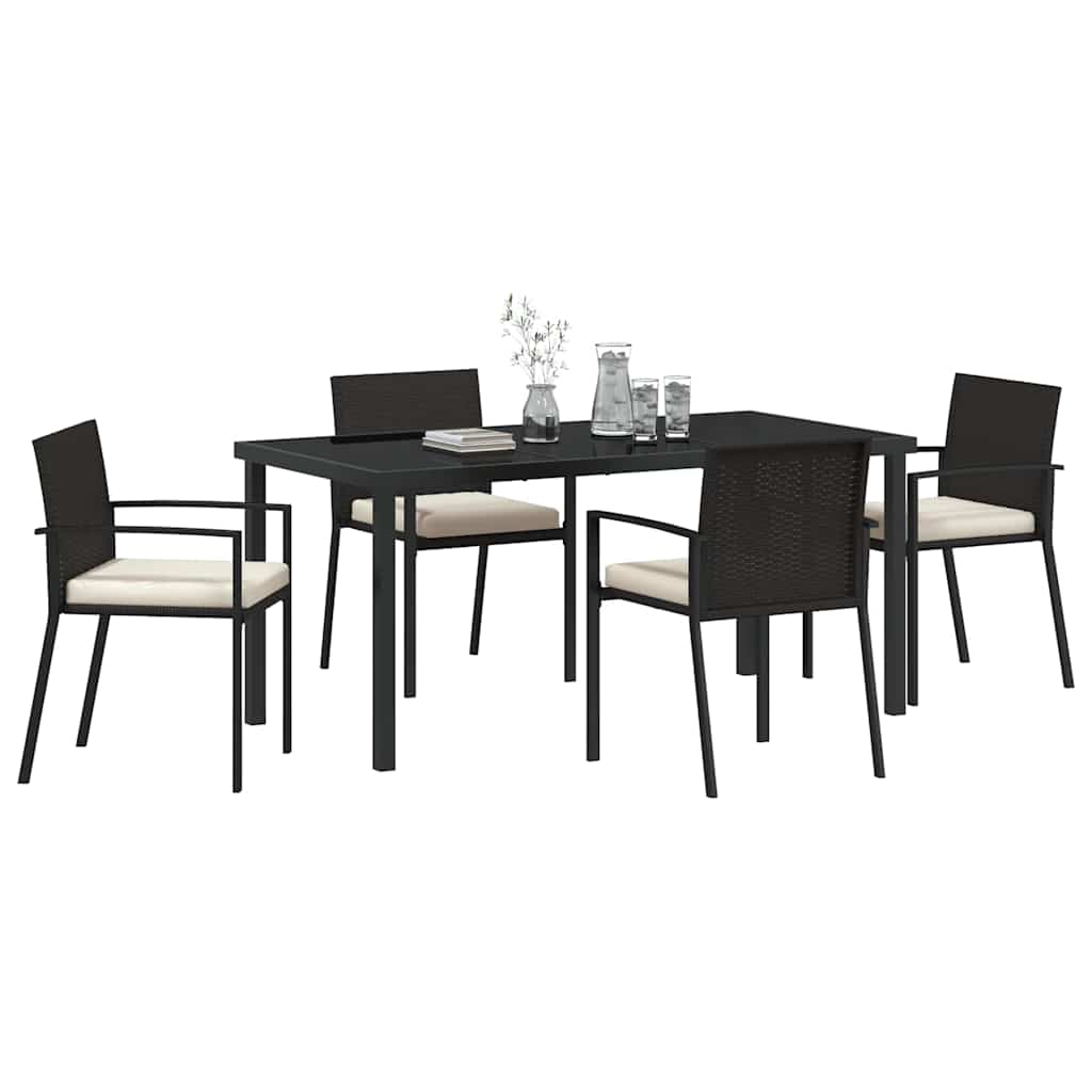 Garten Essgruppe 5 pcs Schwarz Poly Rattan