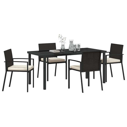 Garten Essgruppe 5 pcs Schwarz Poly Rattan