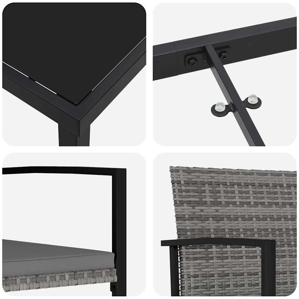 Garten Essgruppe 5 pcs Grau Poly Rattan