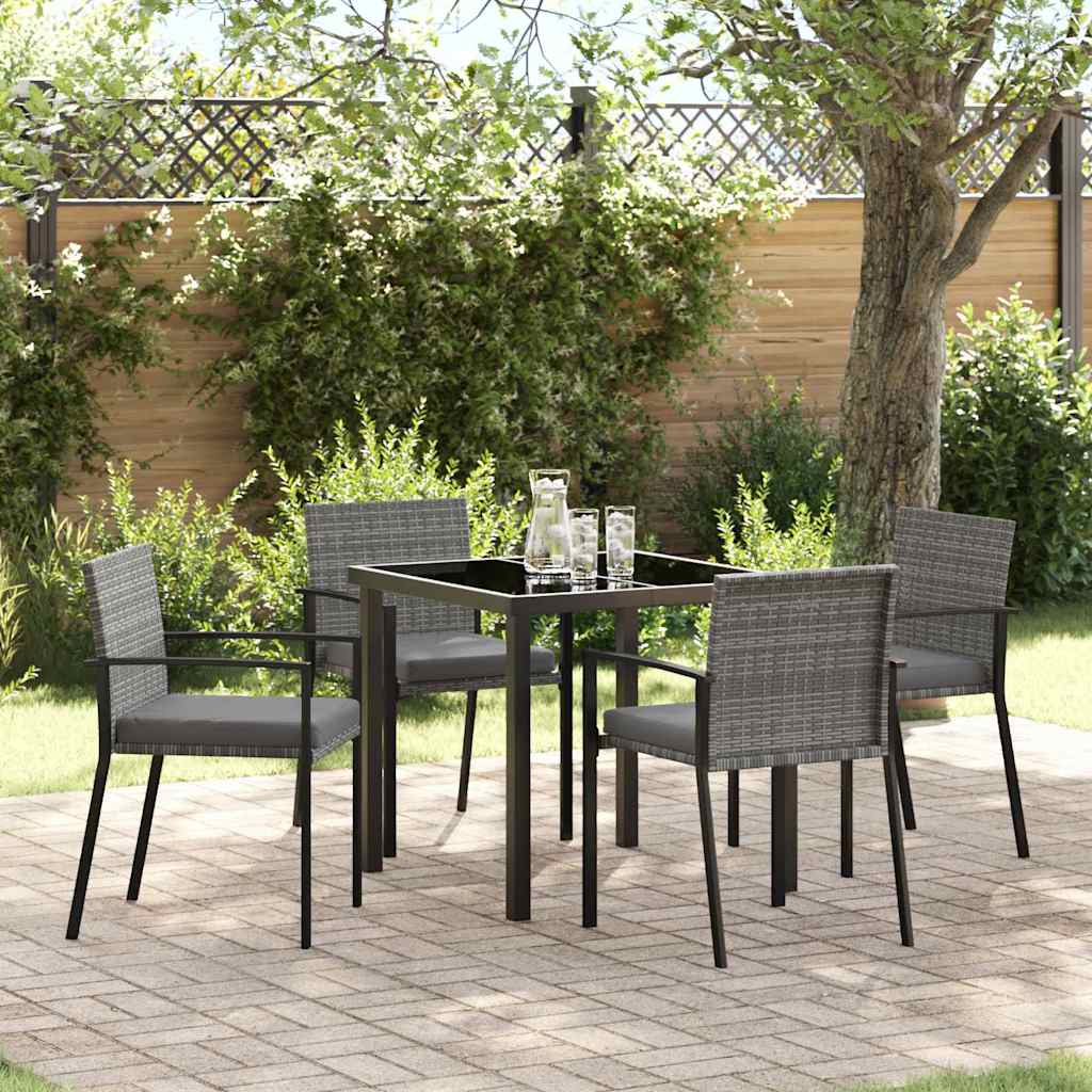 Garten Essgruppe 5 pcs Grau Poly Rattan