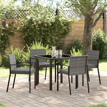 Garten Essgruppe 5 pcs Grau Poly Rattan