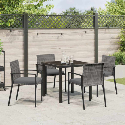 Garten Essgruppe 5 pcs Grau Poly Rattan