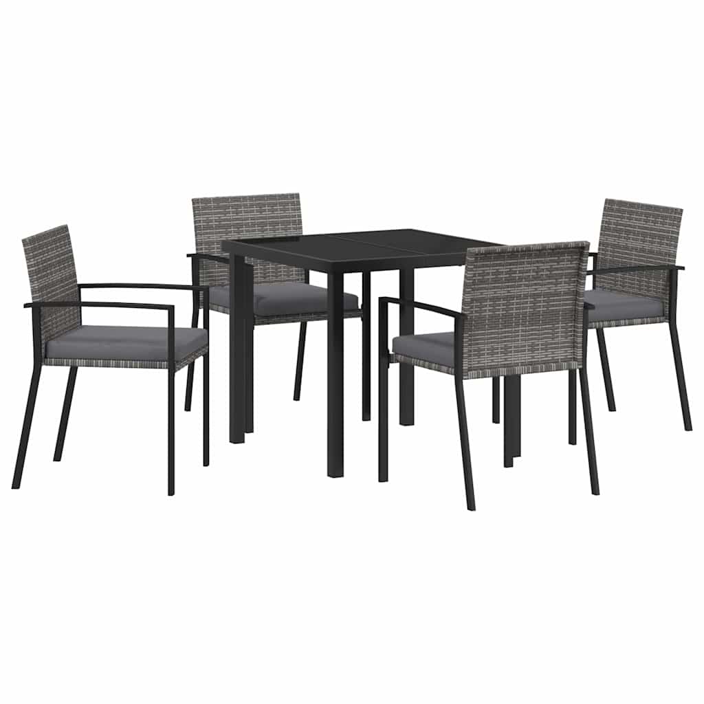 Garten Essgruppe 5 pcs Grau Poly Rattan