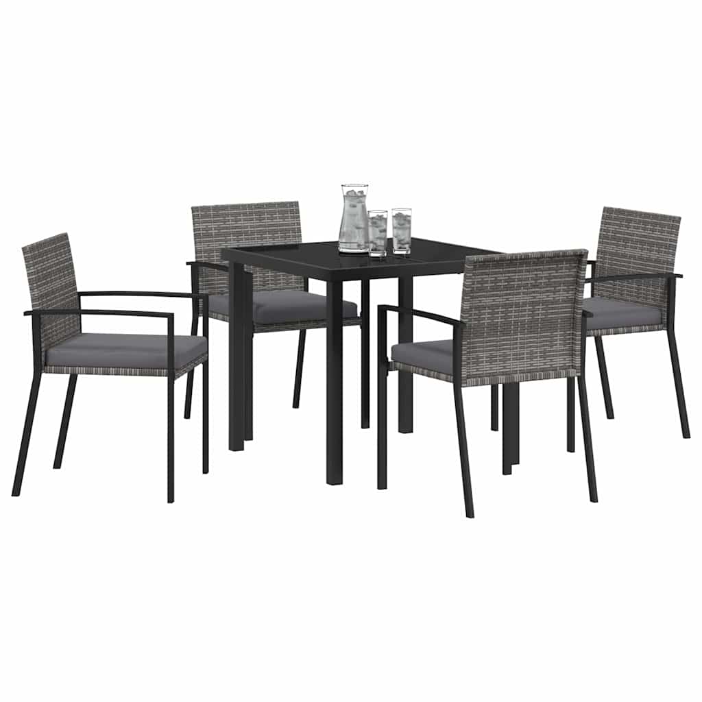 Garten Essgruppe 5 pcs Grau Poly Rattan