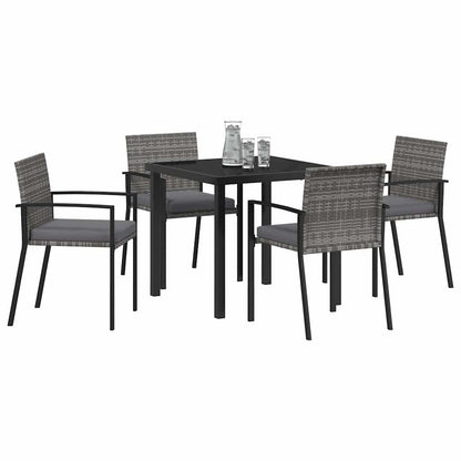 Garten Essgruppe 5 pcs Grau Poly Rattan
