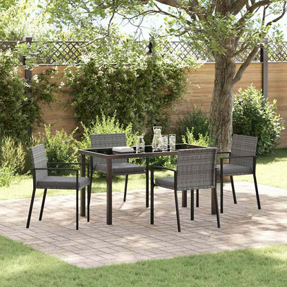 Garten Essgruppe 5 pcs Grau Poly Rattan