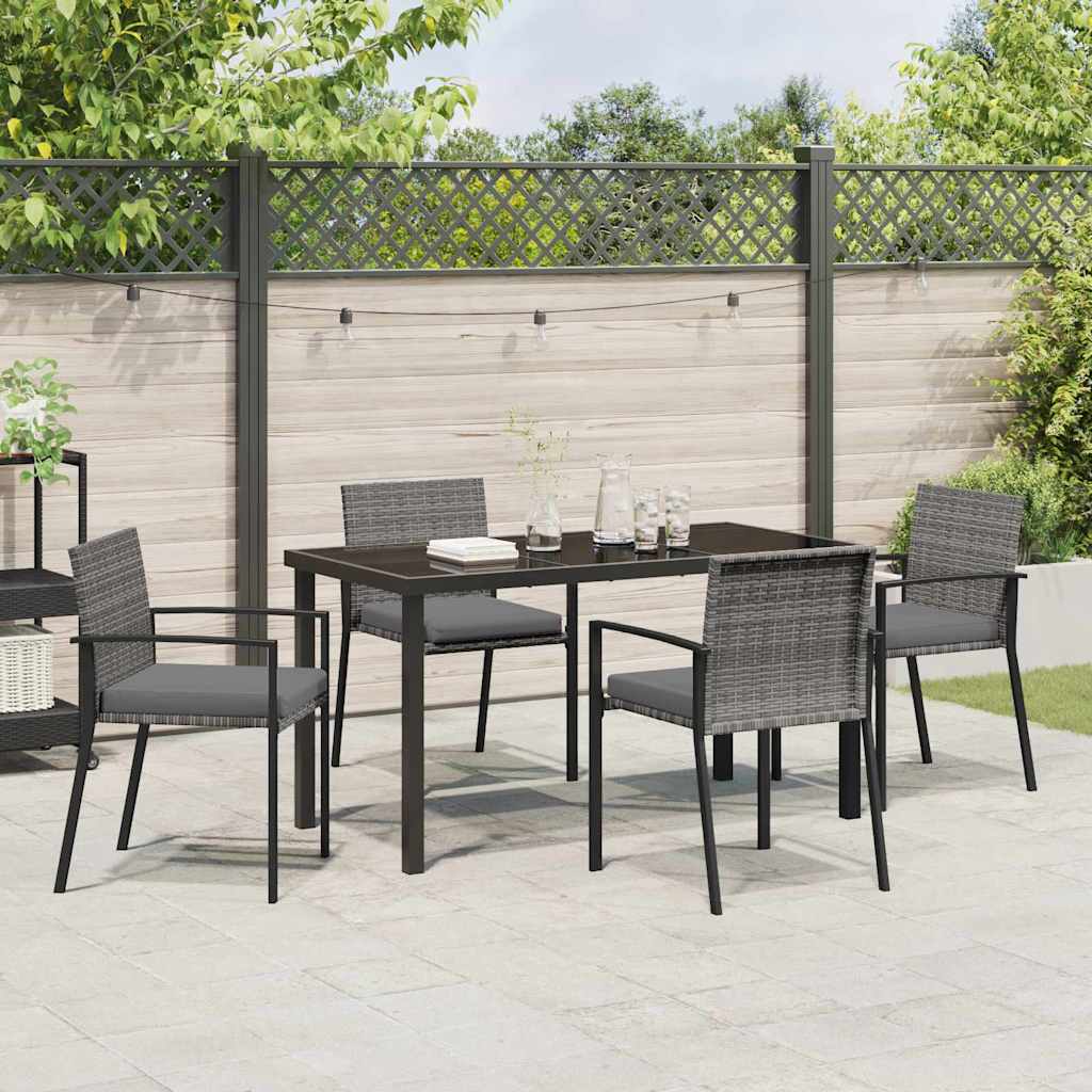 Garten Essgruppe 5 pcs Grau Poly Rattan