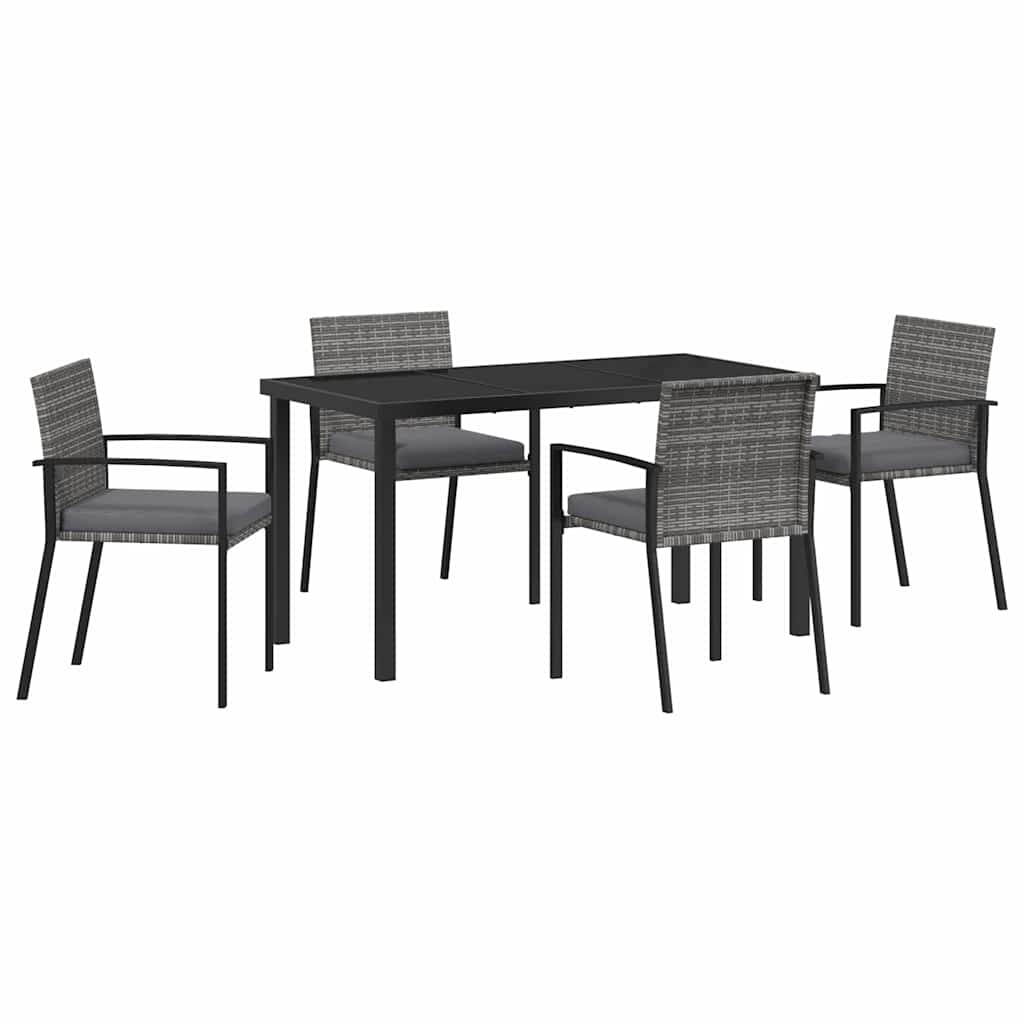 Garten Essgruppe 5 pcs Grau Poly Rattan