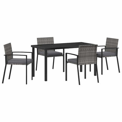Garten Essgruppe 5 pcs Grau Poly Rattan