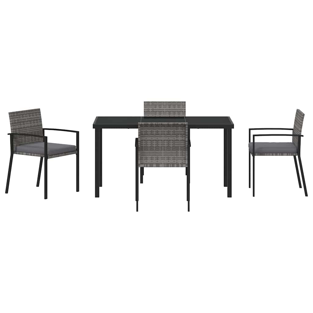 Garten Essgruppe 5 pcs Grau Poly Rattan