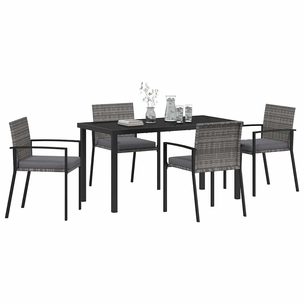 Garten Essgruppe 5 pcs Grau Poly Rattan