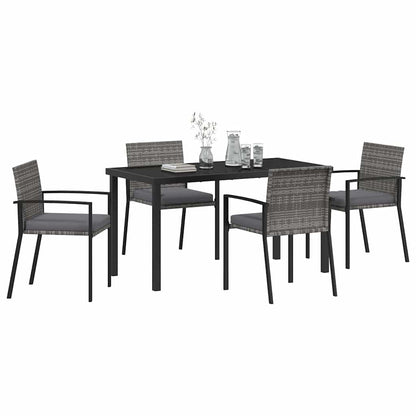 Garten Essgruppe 5 pcs Grau Poly Rattan