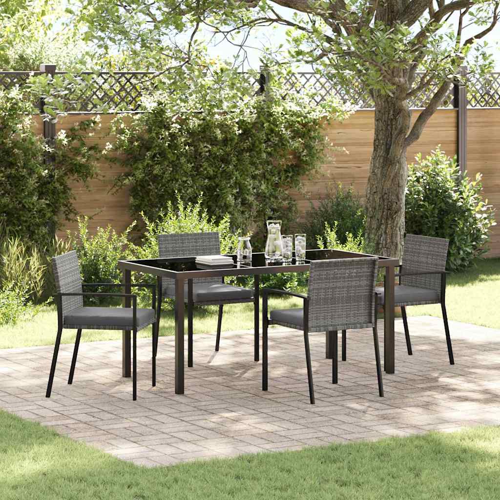 Garten Essgruppe 5 pcs Grau Poly Rattan
