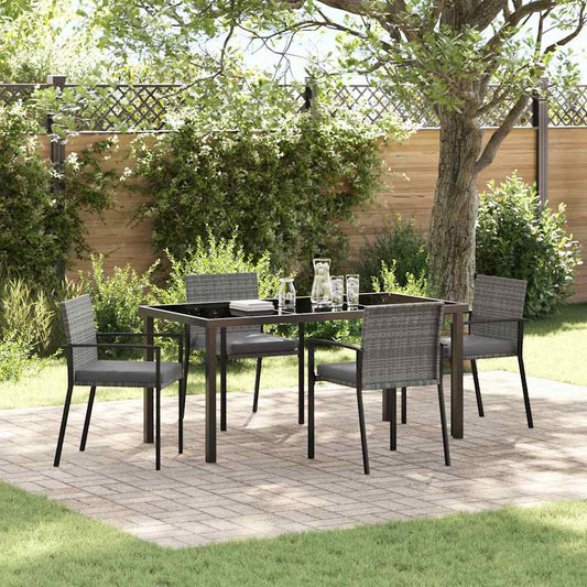 Garten Essgruppe 5 pcs Grau Poly Rattan