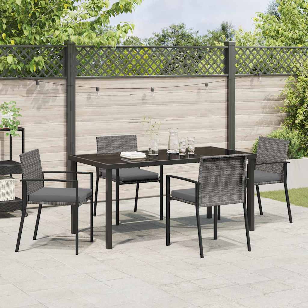Garten Essgruppe 5 pcs Grau Poly Rattan
