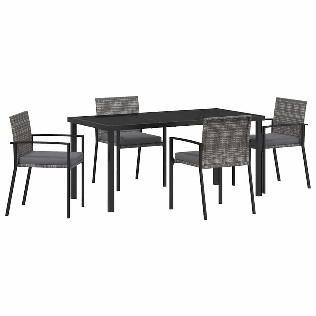 Garten Essgruppe 5 pcs Grau Poly Rattan