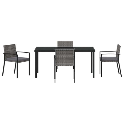 Garten Essgruppe 5 pcs Grau Poly Rattan