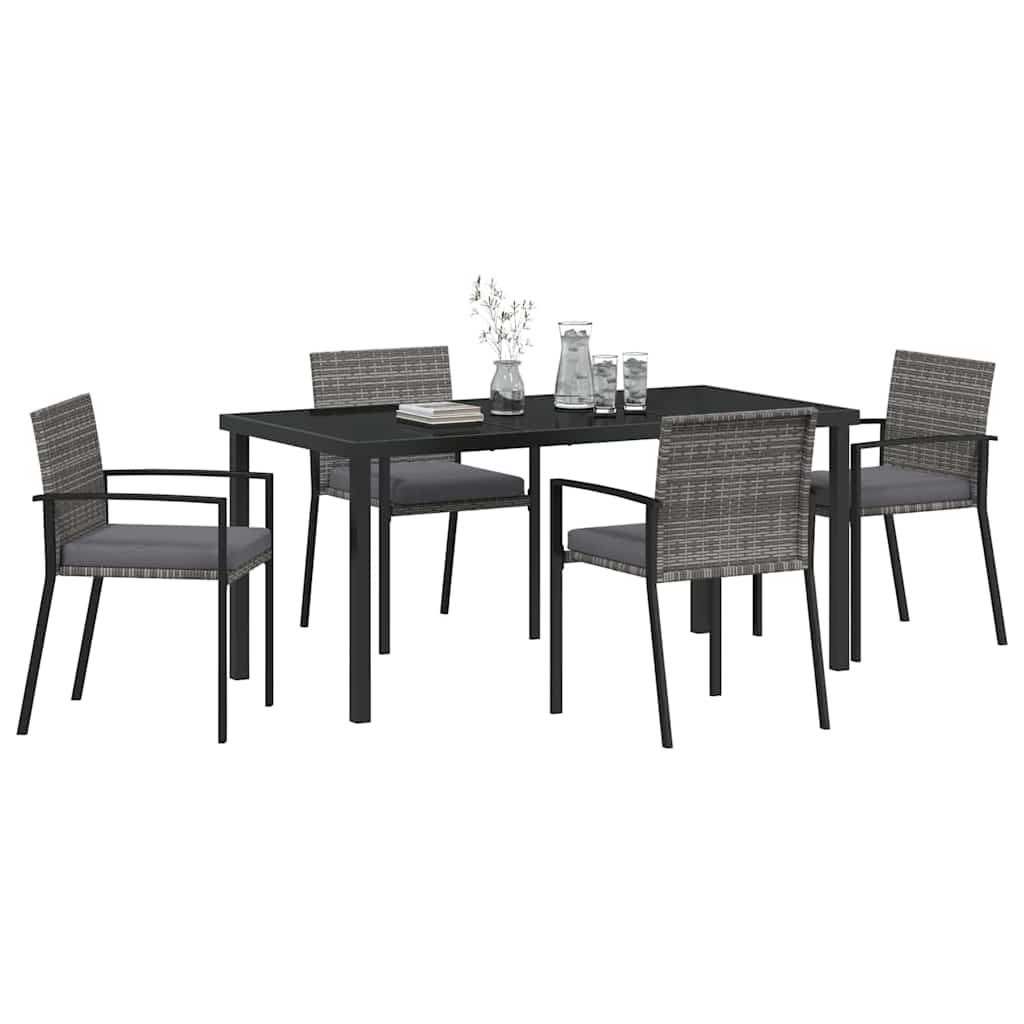 Garten Essgruppe 5 pcs Grau Poly Rattan