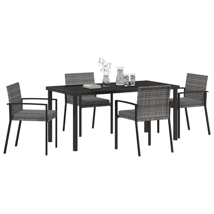 Garten Essgruppe 5 pcs Grau Poly Rattan