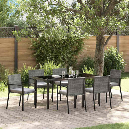 Garten Essgruppe 7 pcs Grau Poly Rattan