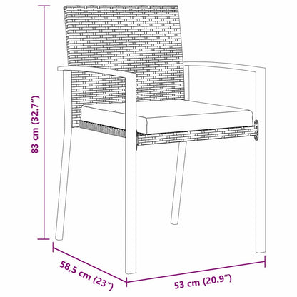 Garten Essgruppe 7 pcs Grau Poly Rattan