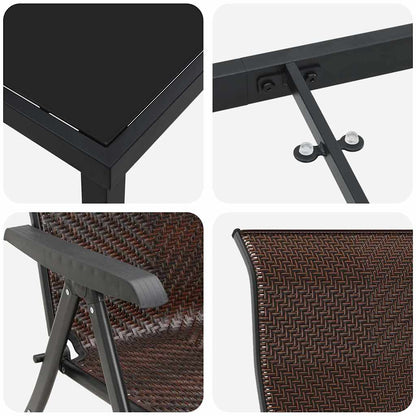 Garten Essgruppe 7 pcs Braun Poly Rattan