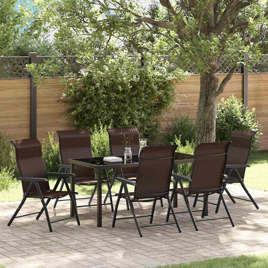 Garten Essgruppe 7 pcs Braun Poly Rattan