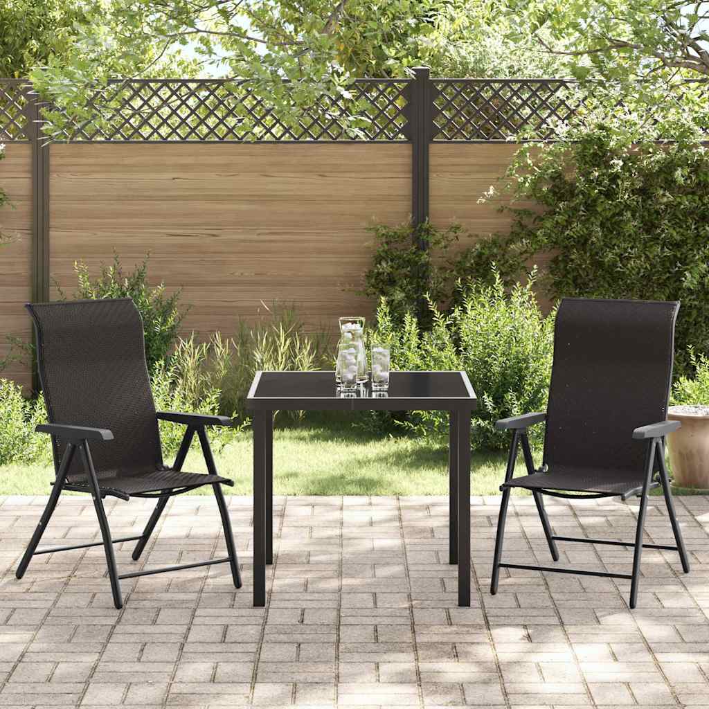 Garten Essgruppe 3 pcs Schwarzer Kaffee Poly Rattan