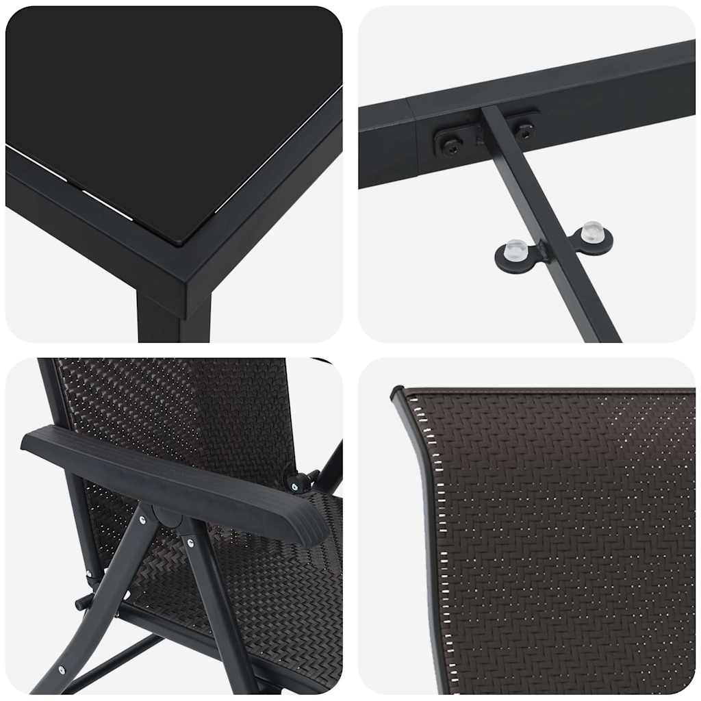 Garten Essgruppe 5 pcs Schwarzer Kaffee Poly Rattan