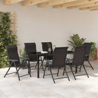 Garten Essgruppe 7 pcs Schwarzer Kaffee Poly Rattan
