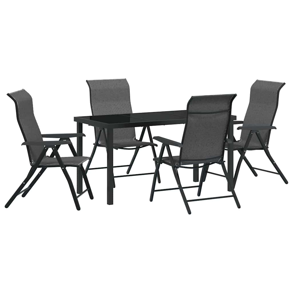 Garten Essgruppe 5 pcs Grau Poly Rattan