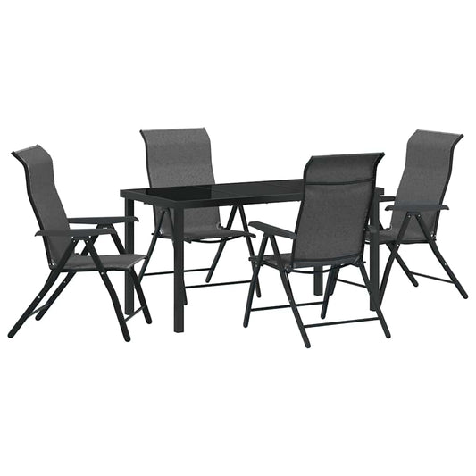 Garten Essgruppe 5 pcs Grau Poly Rattan