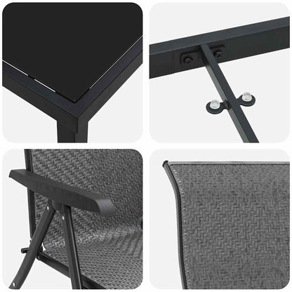 Garten Essgruppe 5 pcs Grau Poly Rattan