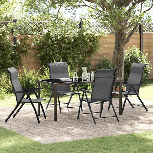 Garten Essgruppe 5 pcs Grau Poly Rattan