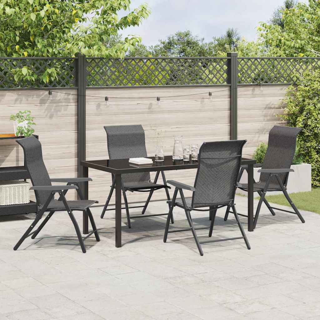 Garten Essgruppe 5 pcs Grau Poly Rattan