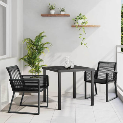 Garten Essgruppe 3 pcs Schwarz Poly Rattan