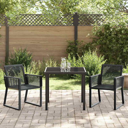 Garten Essgruppe 3 pcs Schwarz Poly Rattan
