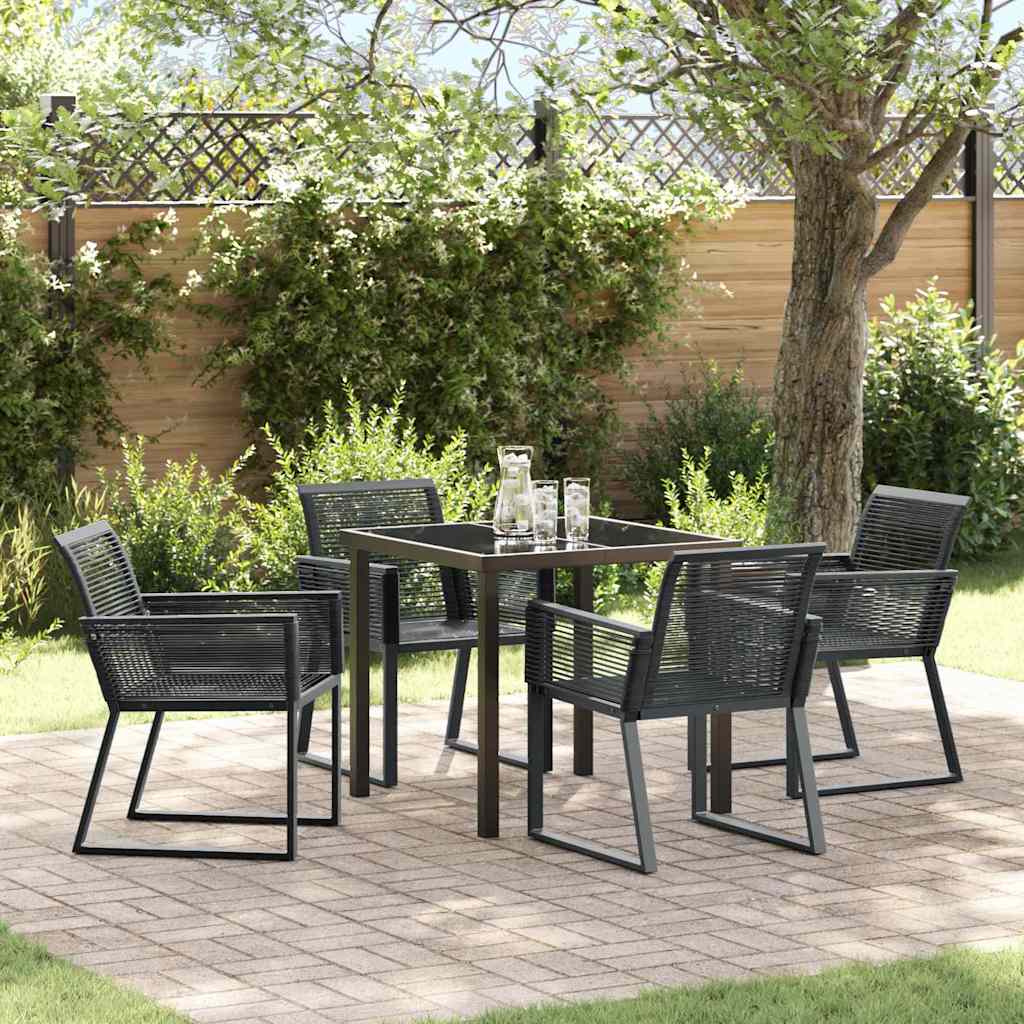 Garten Essgruppe 5 pcs Schwarz Poly Rattan
