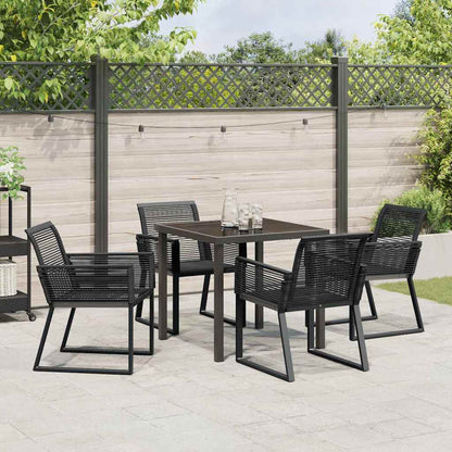 Garten Essgruppe 5 pcs Schwarz Poly Rattan