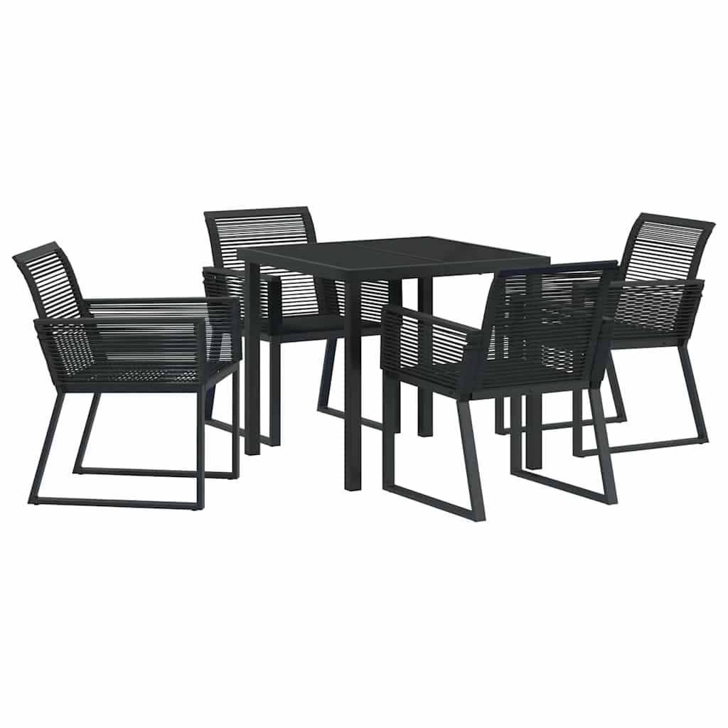 Garten Essgruppe 5 pcs Schwarz Poly Rattan