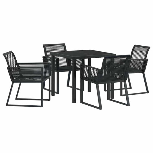 Garten Essgruppe 5 pcs Schwarz Poly Rattan