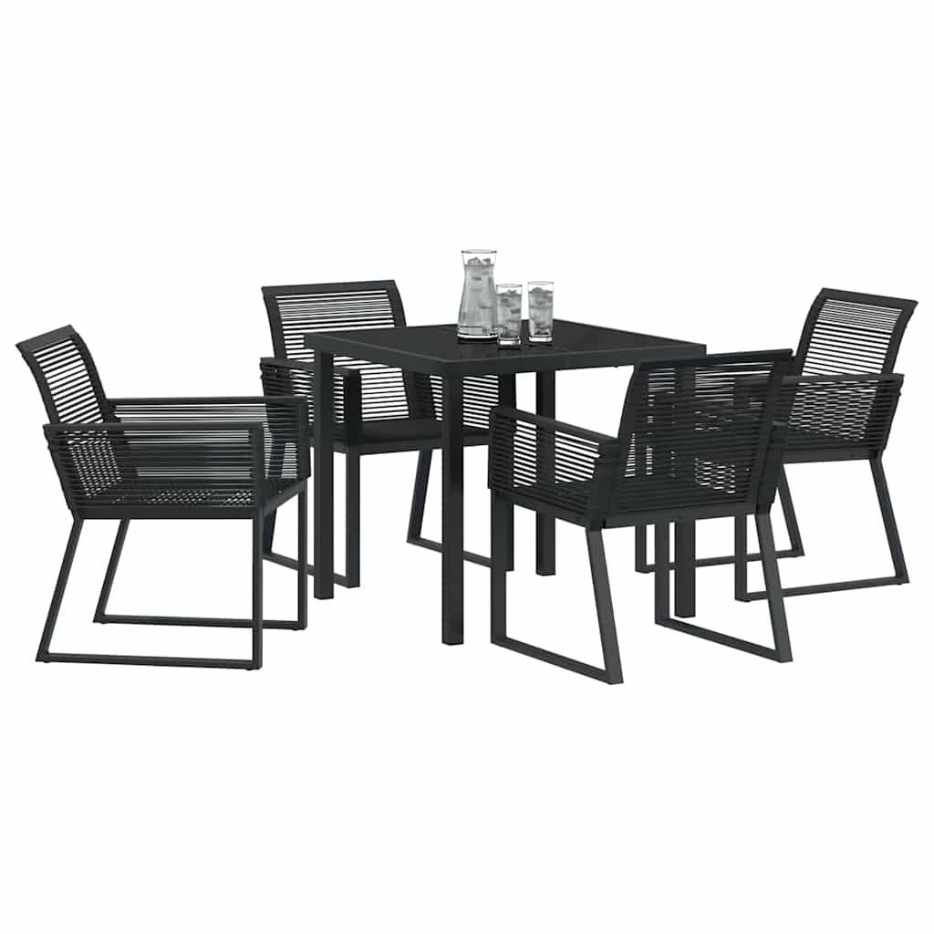 Garten Essgruppe 5 pcs Schwarz Poly Rattan